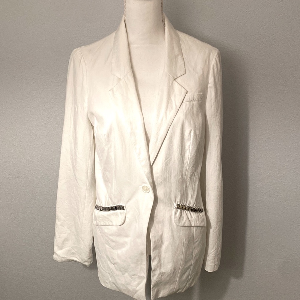 White embellished blazer Free People